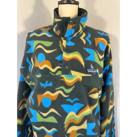 Patagonia Synchilla Arctic Collage Northern Green Fleece Pullover M - Picture 8 of 15